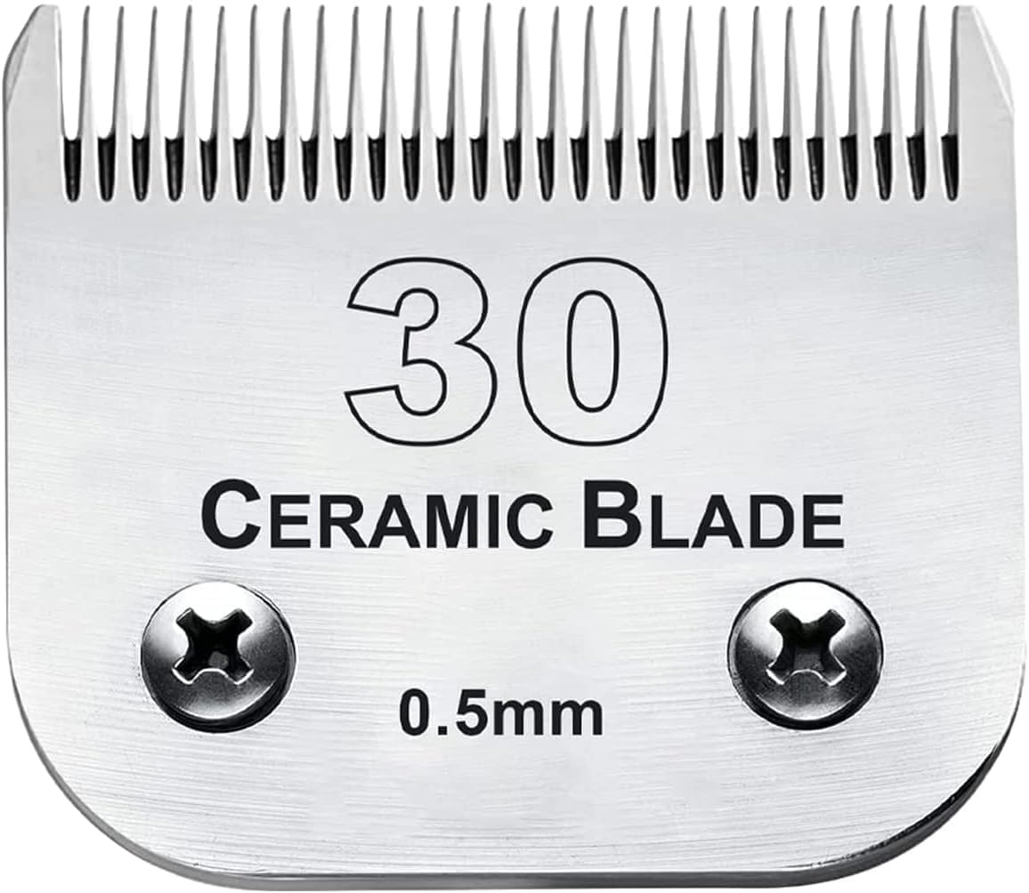 #30 Blade Dog Grooming Clipper Replacement Blades Compatible with Andis/Wahl/Oster Dog Clippers,Detachable Ceramic Blade & Stainless Steel Blade,Size-30, 1/50-Inch Cut Length (64260)