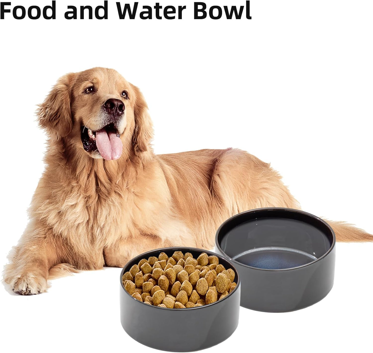 Ceramic 7.3inch Dog Bowl, Food and Water Bowl for Medium Breed Dog, Pet Feeder for Replacement (Single Bowl, Starry Sky)